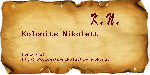 Kolonits Nikolett névjegykártya